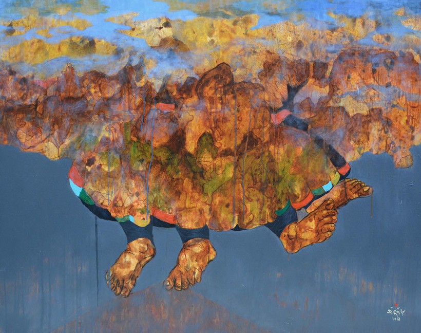 Tác phẩm 'Mây 3' trong một triển lãm năm 2018.