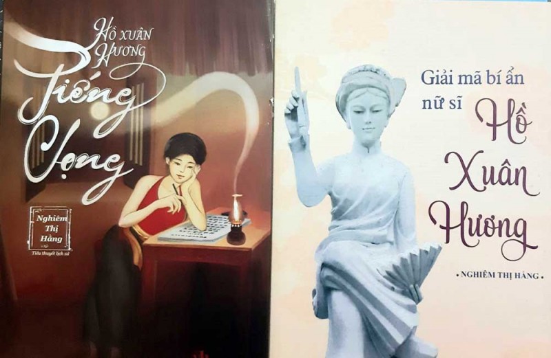 Hai tập sách về Hồ Xuân Hương của nhà thơ Nghiêm Thị Hằng. Ảnh: NVCC.