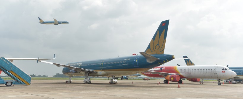 Máy bay tại cảng hàng không quốc tế Nội Bài. Ảnh: Đăng Chung