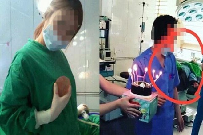 Nhân viên y tế tổ chức sinh nhật trong phòng phẫu thuật