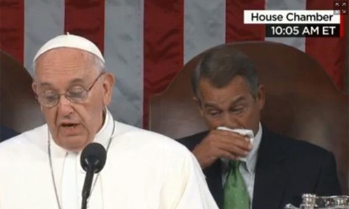 Chủ tịch Hạ viện Mỹ khóc khi đón Giáo hoàng
