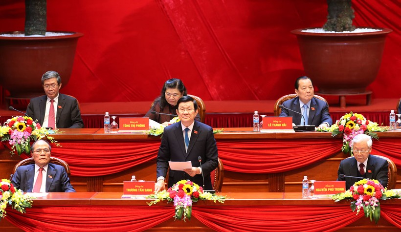 Đồng chí Trương Tấn Sang, Ủy viên Bộ Chính trị, Chủ tịch nước điều hành phiên họp. Ảnh: TTXVN