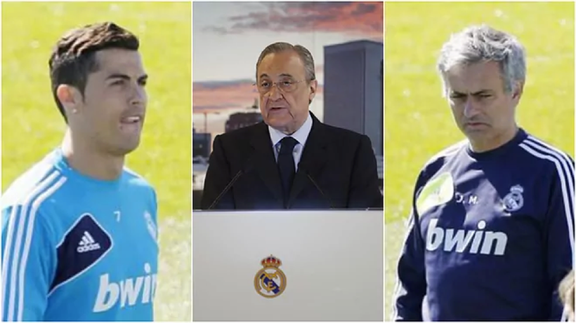 Cristiano Ronaldo, Florentino Perez và Jose Mourinho.