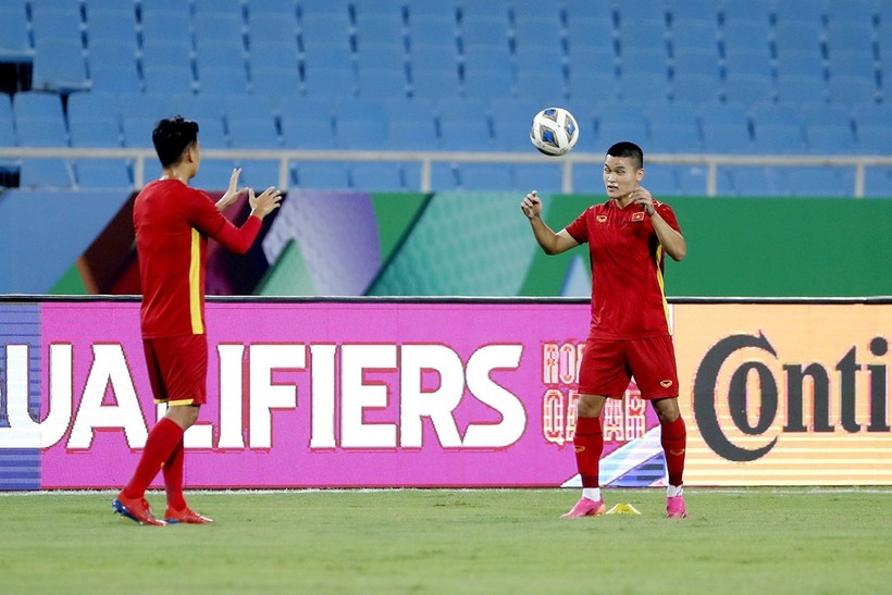 Tân binh Tuấn Hải đã ghi 1 bàn thắng ở trận đấu tập nội bộ chiều 20/1. (Ảnh VFF).