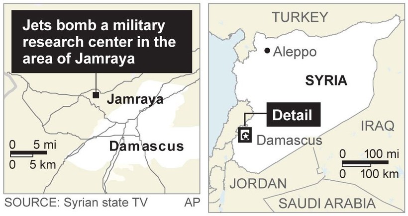 Israel không kích gần thủ đô Syria