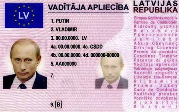 Bằng lái xe giả mang tên TT Putin