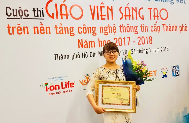 Cô Trần Thị Phương Diệp tại Cuộc thi giáo viên sáng tạo trên nền tảng CNTT 2018