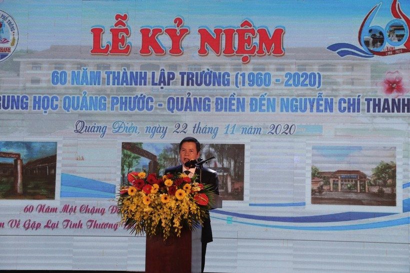 Ông Nguyễn Tân – Giám đốc Sở GD&ĐT tỉnh Thừa Thiên – Huế phát biểu tại lễ kỷ niệm.