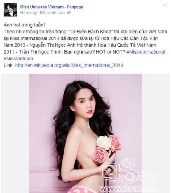 Ngọc Trinh bất ngờ đại diện Việt Nam thi Hoa hậu Quốc tế 2014?