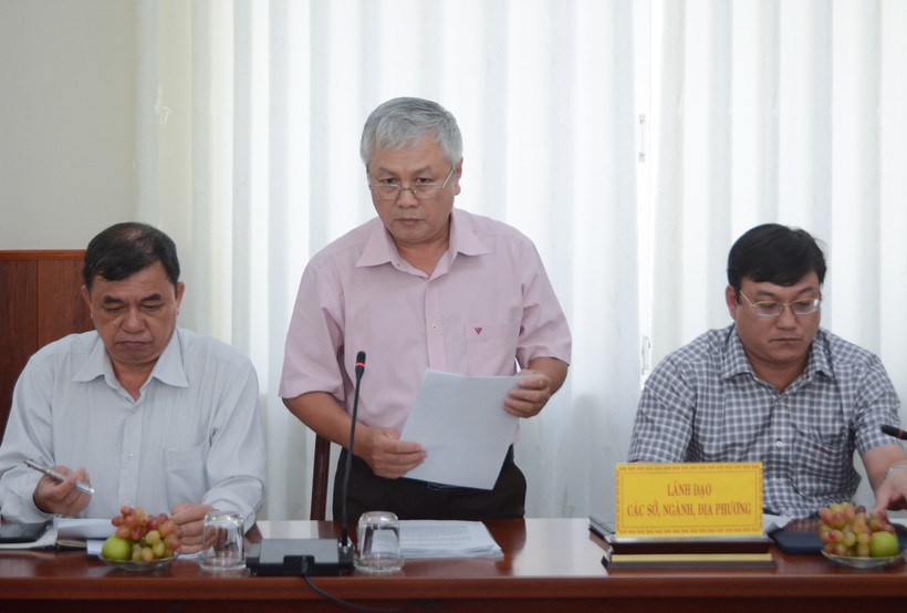 Đại diện các ban, ngành tại Ninh Thuận báo cáo tại buổi làm việc. Ảnh: M.T ảnh 1