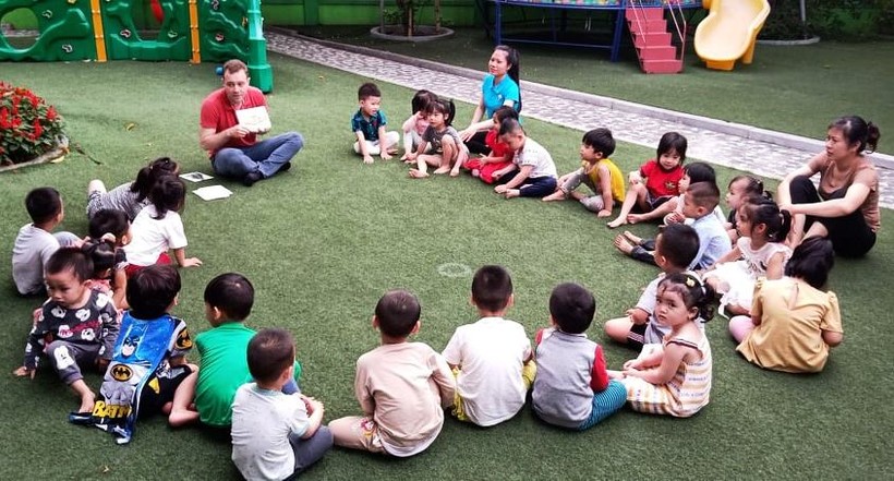 Một buổi sinh hoạt ngoại khóa của Trường Mầm non Thanh Xuân Nam, TP Thanh Hóa.