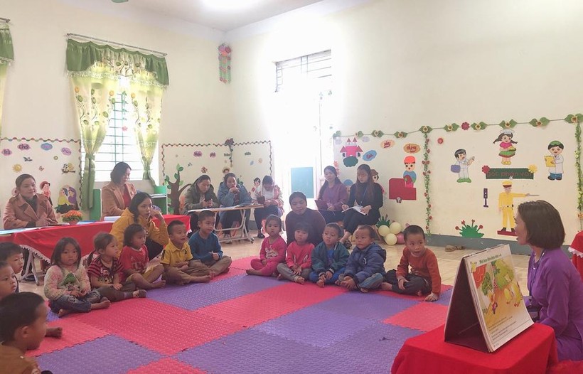 Chương trình tăng cường Tiếng Việt cho trẻ được Trường Mầm non Nhi Sơn thực hiện xuyên suốt năm học.
