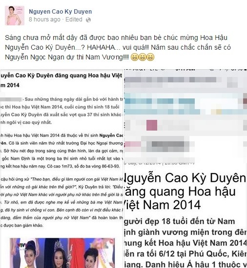 MC Kỳ Duyên ngỡ ngàng vì bị gọi tên khắp nơi, Tân Hoa hậu đóng Facebook