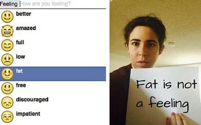 Facebook đã xóa bỏ tùy chọn "feeling fat" (cảm thấy mập) trước áp lực từ người dùng trên khắp thế giới.
