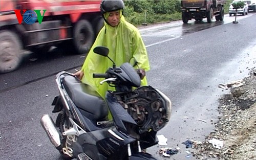 Vụ tai nạn làm cô Phạm Thị Hồng Lĩnh tử vong, xe máy bị hư hỏng nặng