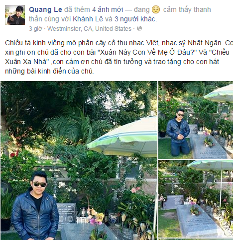 Quang Lê bị chỉ trích vì ngồi lên mộ nhạc sĩ lão làng