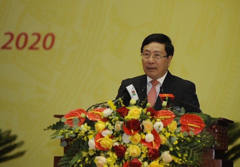 Đồng chí Phạm Bình Minh, Ủy viên Bộ Chính trị, Phó Thủ tướng Chính phủ phát biểu chỉ đạo tại Đại hội