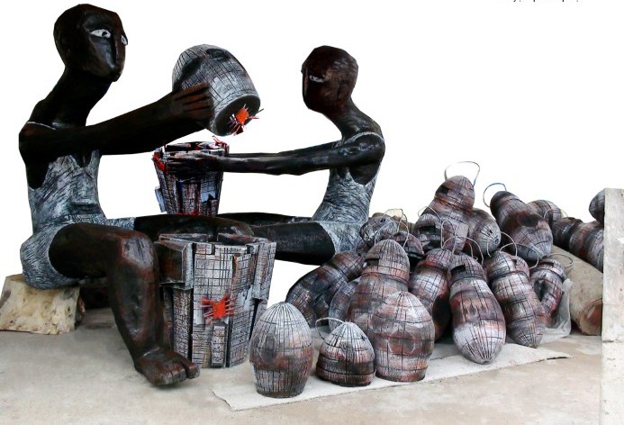 Tác phẩm “Chuyện quê” của nhà điêu khắc Kù Kao.