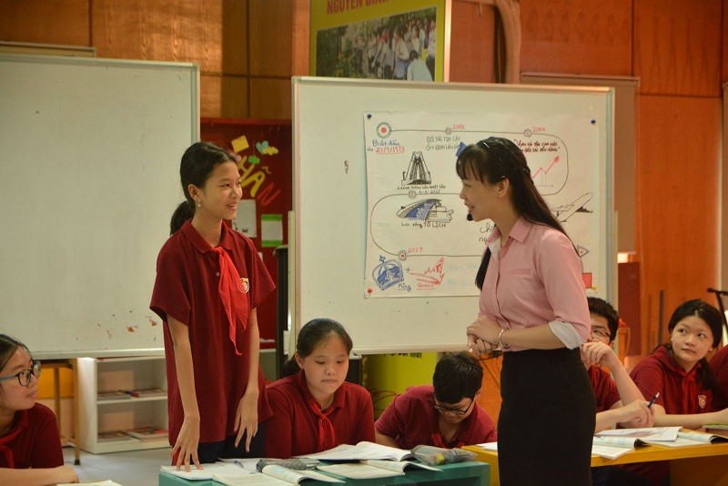 Giờ học Lịch sử có tính tương tác giữa người dạy và người học tại Trường  THCS&THPT Nguyễn Bỉnh Khiêm (Hà Nội).