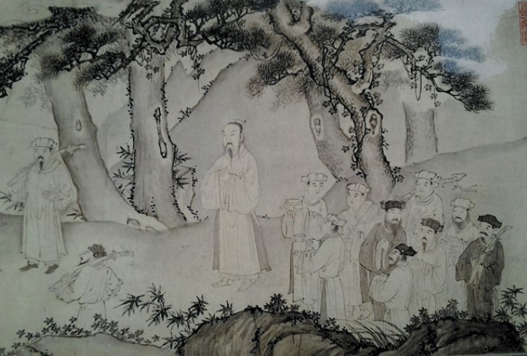 Trích “Trúc Lâm đại sĩ xuất sơn chi đồ” phần vẽ vua Trần Anh Tông cùng phái đoàn.