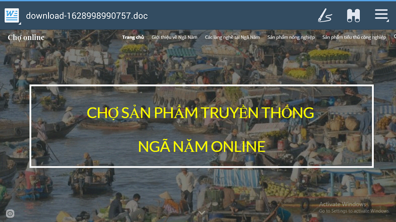 Giao diện Chợ sản phẩm truyền thống Ngã Năm online do Phú Thuận và Minh Nhựt sáng tạo.  