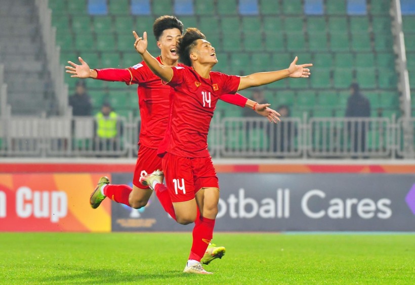 Tiền đạo triển vọng Nguyễn Quốc Việt (14) của U20 Việt Nam.