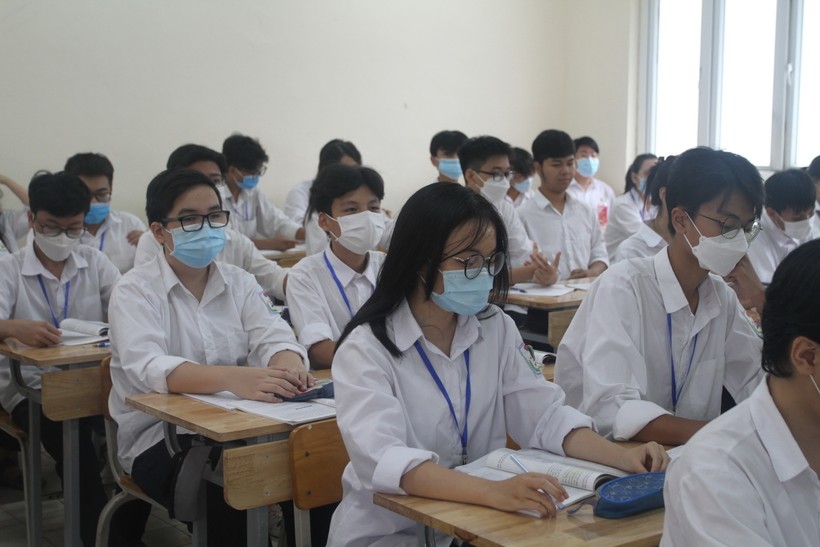 Học sinh Trường THPT Lê Quý Đôn (Đống Đa, Hà Nội) trong giờ học.