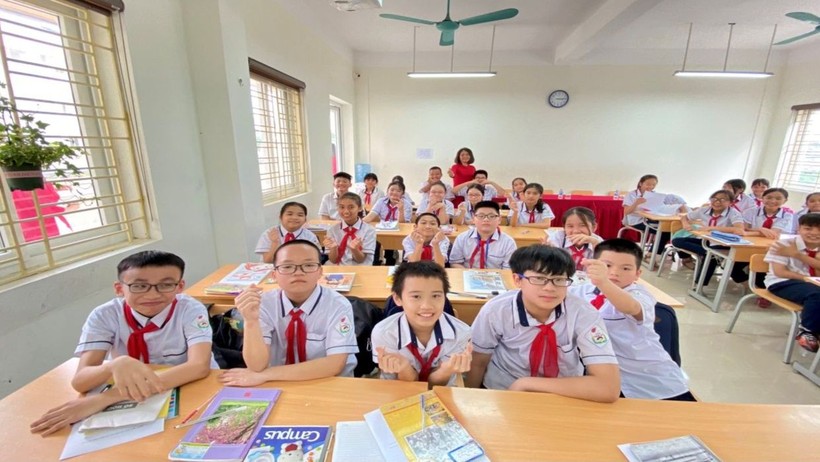 Học sinh Trường Tiểu học Thịnh Liệt (Hà Nội) trong tiết học về trường học hạnh phúc. Ảnh: ITN