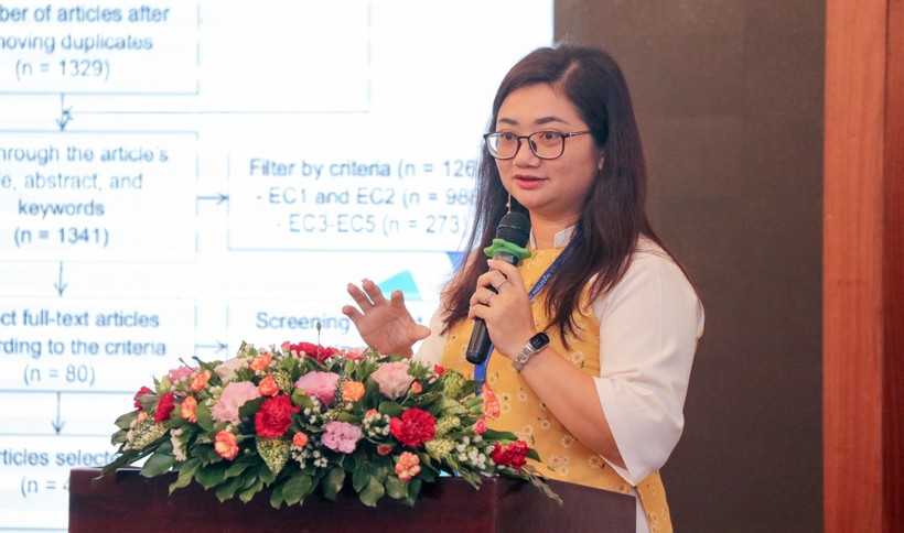 PGS.TS Trịnh Thị Phương Thảo báo cáo tại một hội thảo quốc tế. Ảnh: NVCC ảnh 1