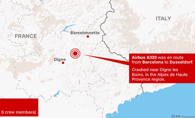 Tìm ra manh mối khiến máy bay Airbus A320 bị rơi tại Pháp