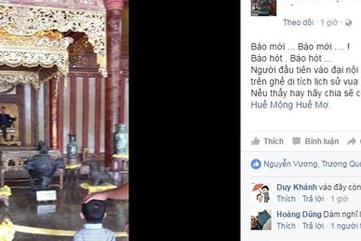 Sự thật hình ảnh chàng trai ngồi tạo dáng trên ngai vàng triều Nguyễn