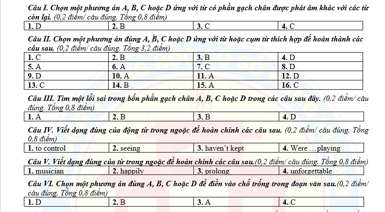 Gợi ý đáp án đề thi Tiếng Anh vào lớp 10 tỉnh Phú Thọ ảnh 4