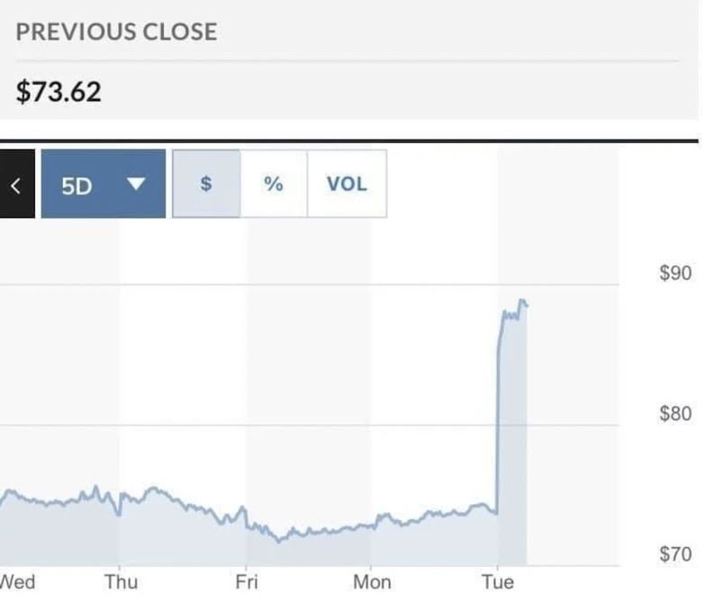 Biểu đồ trên cho thấy giá cổ phiếu tăng mạnh. ảnh 1