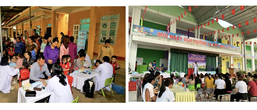Các bác sĩ và chuyên gia dinh dưỡng Vinamilk tư vấn dinh dưỡng và khám sức khỏe cho các em nhỏ tại huyện Hàm Yên và huyện Sơn Dương.