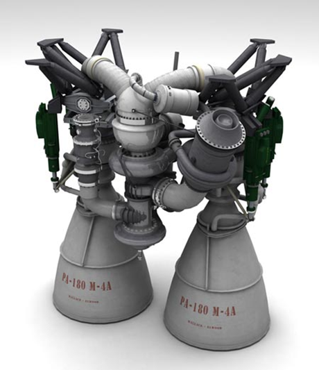 Ảnh mô hình động cơ RD-180. Ảnh: WantChinaTimes