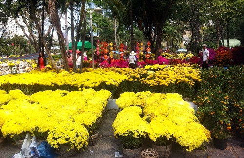 Chợ hoa Tết ở công viên 23/9 dịp tết Ất Mùi 2015. Ảnh: Hữu Công