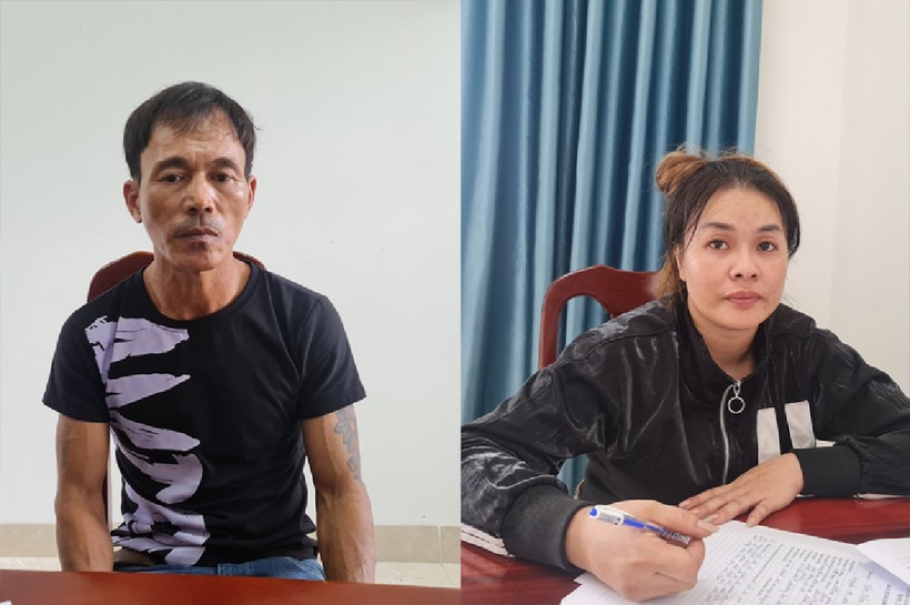 Huỳnh Tấn Long (bên trái) và Nguyễn Thị Vân (bên phải) bị Đồn Biên phòng Phước Tỉnh bắt giữ.