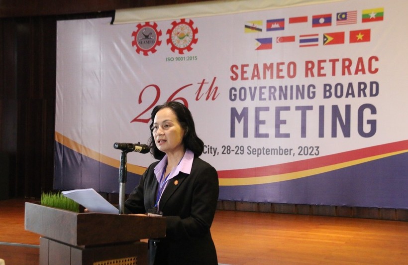 TS Hồ Thanh Mỹ Phương, Giám đốc Trung tâm SEAMEO RETRAC phát biểu khai mạc phiên họp Hội đồng quản trị. ảnh 2