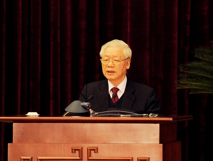 Tổng Bí thư, Chủ tịch nước Nguyễn Phú Trọng phát biểu bế mạc Hội nghị Trung ương 15.  Ảnh VGP