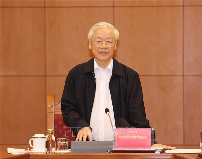 Tổng Bí thư, Chủ tịch nước Nguyễn Phú Trọng chủ trì cuộc họp của Thường trực Ban Chỉ đạo Trung ương về phòng, chống tham nhũng. Ảnh: TTXVN.