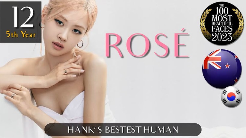 Rosé (BLACKPINK) được bình chọn là gương mặt đẹp thứ 12 thế giới năm 2023, đánh dấu năm thứ 5 có mặt trong danh sách.