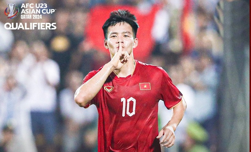 Nguyễn Thanh Nhàn U23 Việt Nam được vinh danh sau trận thắng Guam.