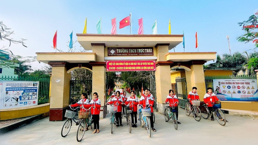 Mô hình cổng trường an toàn đã và đang được thực hiện thành công tại Trường THCS Trực Thái (Trực Ninh, Nam Định). 