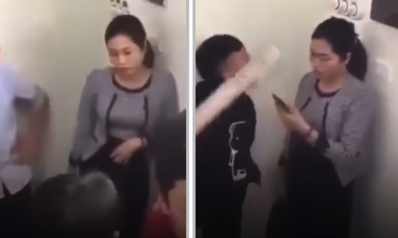 Hình ảnh một cô giáo ở Sơn Dương, Tuyên Quang bị nhóm học sinh xúc phạm ngay tại lớp. Ảnh cắt từ clip.