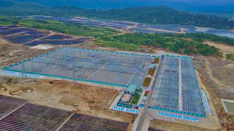 Dự án Trạm biến áp 500kV và đường dây 220/500kV kết hợp Nhà máy điện mặt trời Trung Nam Thuận Nam 450 MW tại xã Phước Minh. (Ảnh: Duy Quan).