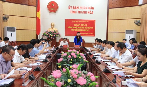 Toàn cảnh buổi họp báo về tổ chức Hội nghị xúc tiến đầu tư tỉnh Thanh Hóa năm 2017. Ảnh: Nguyễn Quỳnh