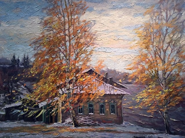 “Tuyết đầu mùa. Ngọn gió dòng sông Volga” - một trong những tác phẩm được trưng bày tại triển lãm