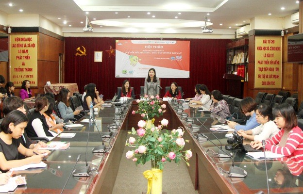 Bà Nguyễn Thị Nga - Phó Cục trưởng Cục Trẻ em (Bộ LĐ-TB&XH) phát biểu tại hội thảo