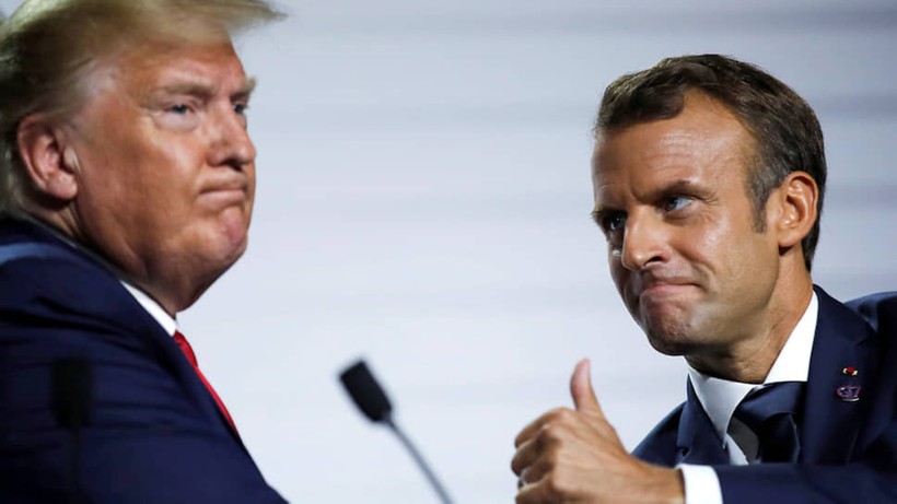 Tổng thống Mỹ Donald Trump và Tổng thống Pháp Emmanuel Macron trong buổi họp báo bên lề thượng đỉnh G-7. Ảnh: Reuters