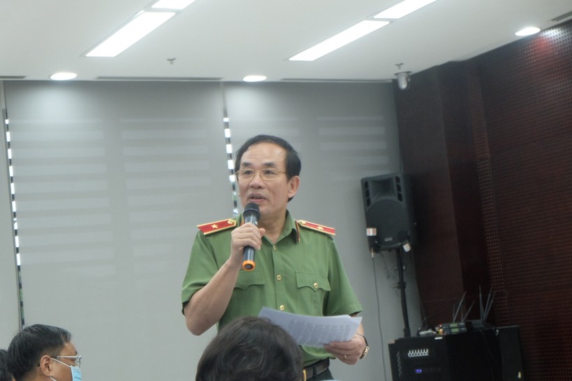 Thiếu tướng Vũ Xuân Viên – Giám đốc Công an TP Đà Nẵng tại buổi họp báo.